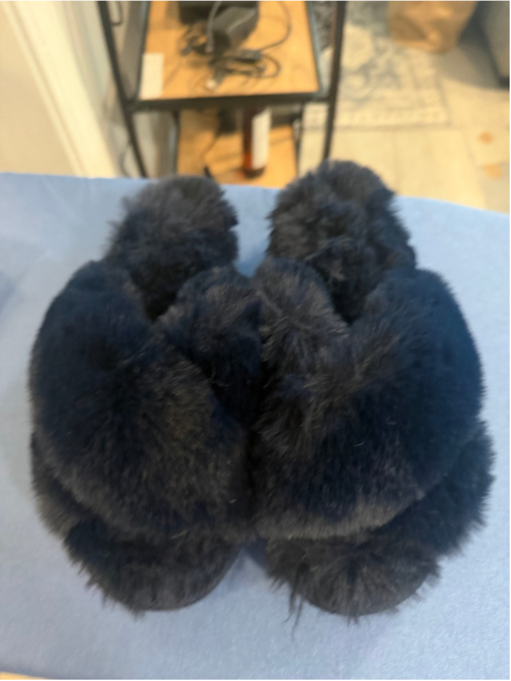 Women's Unbranded Faux Fur Slippers navy Size 6/7